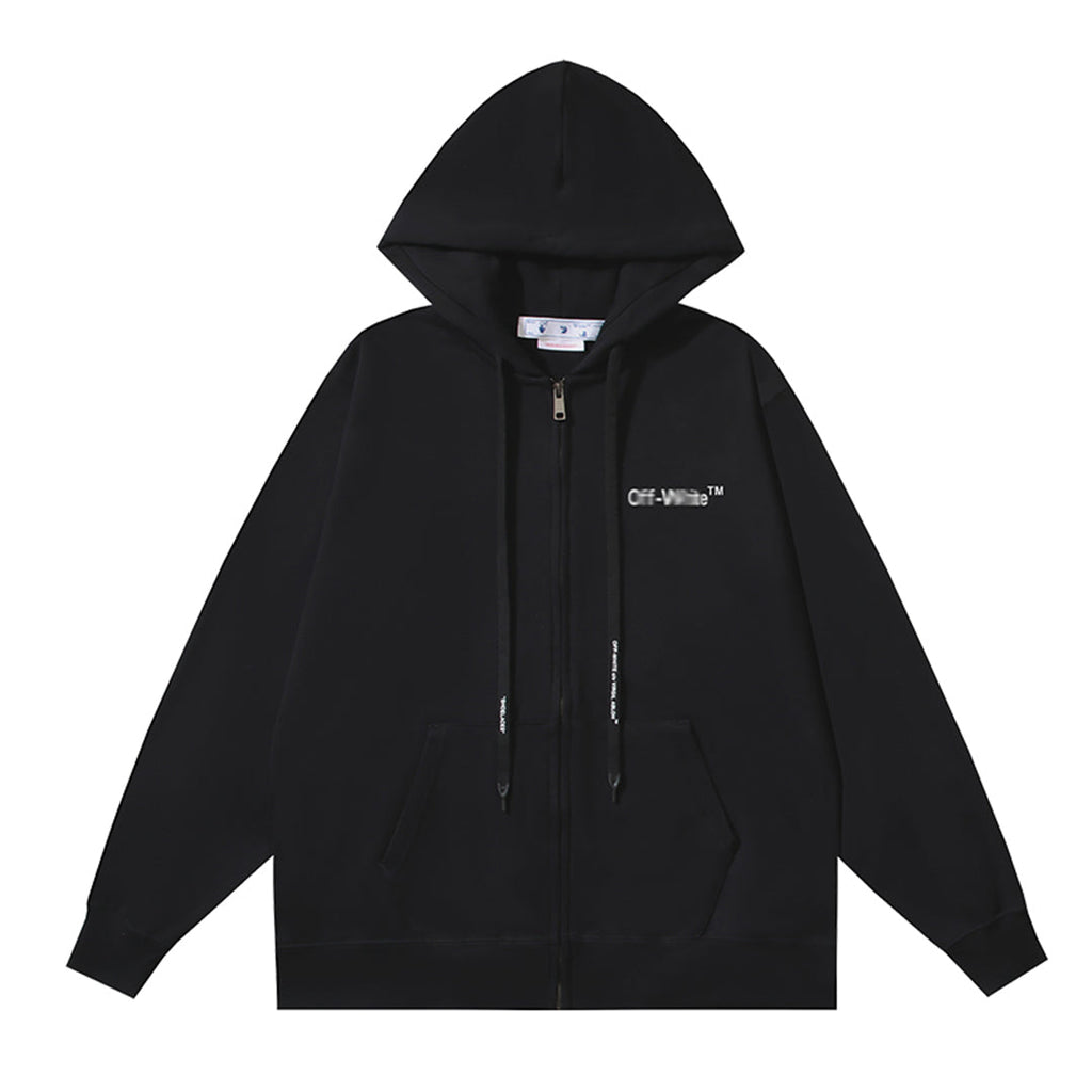 OFF Logo Print Hoodie Jacket