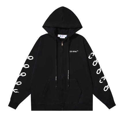 OFF Logo Print Hoodie Jacket
