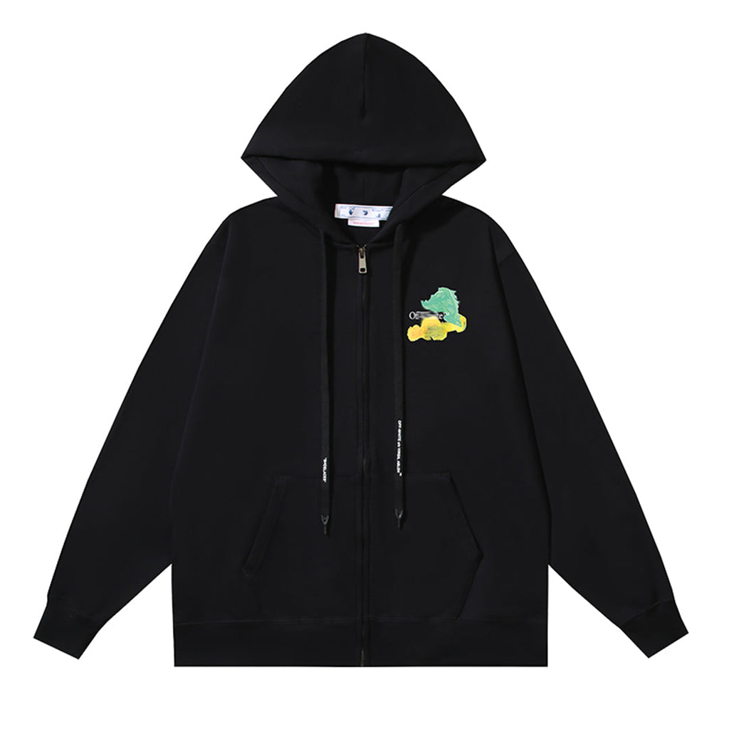 OFF Logo Print Hoodie Jacket