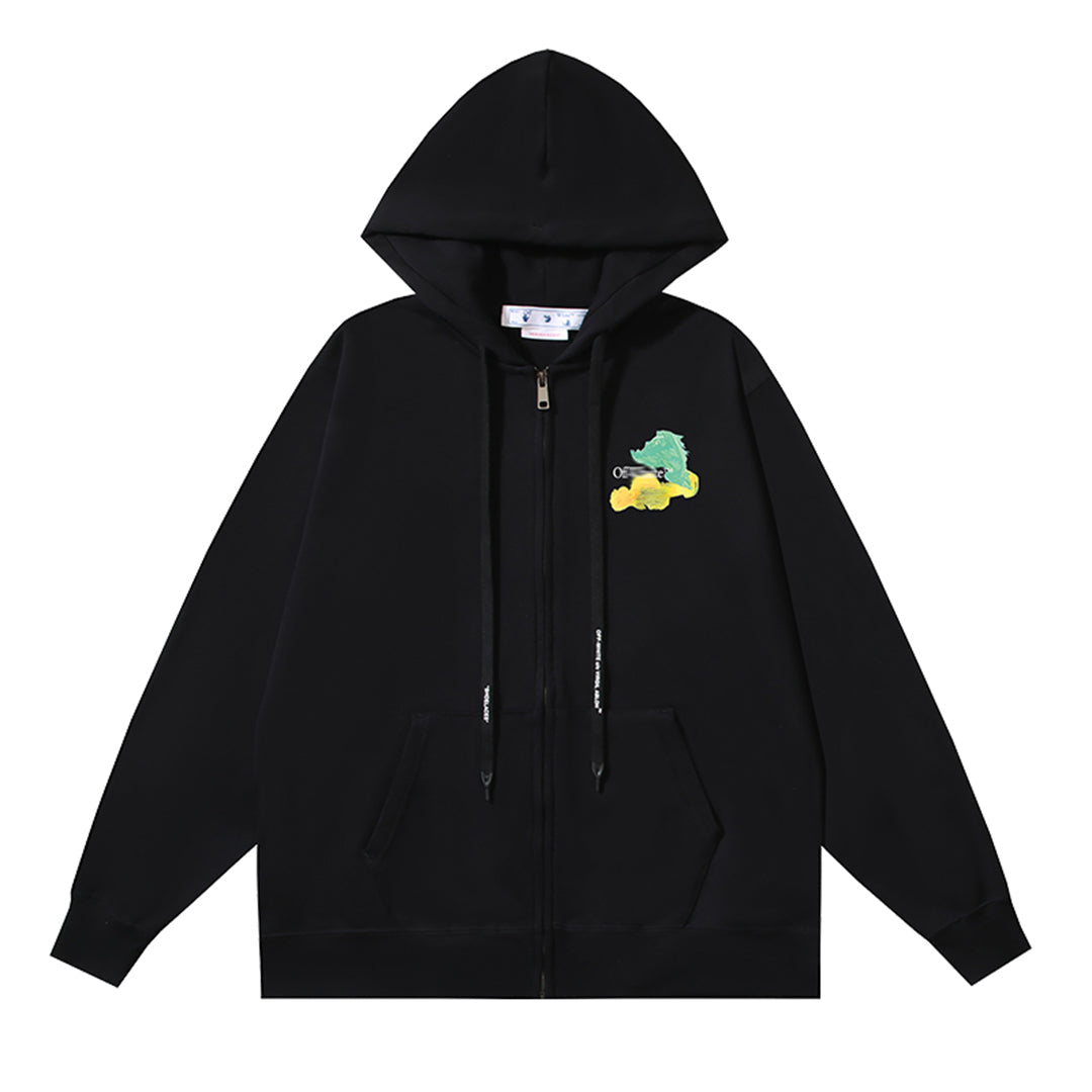OFF Logo Print Hoodie Jacket